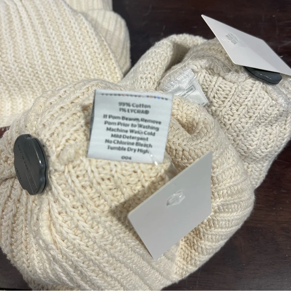 Love your melon  Cream Knit Beanie with pompom